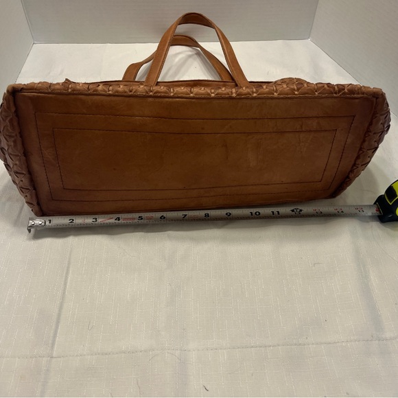 Valentina Tan Leather Basket Weave Hobo Bag - Picture 2 of 14